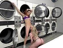 Young Lesbians In Naughty Scenes Of Oral Sex At The Laundromat