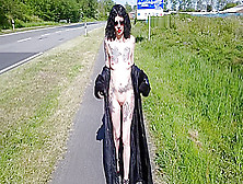Slut Lucy Ravenblood Walking Nude At A Public Road
