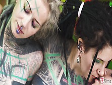 3 Tattoo Lesbians Play With Cum - Anal Gape,  Prolapse,  Ass Cum Swap