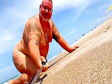 Some Random Fat Straight Old Fat Gray Haired Man Let Me Film Him Spending The Day Naked And Cumming Hard On The Beach