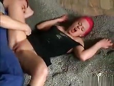 Some Nasty Redhead Slut Fucks Outdoors