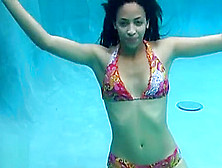 Bikini Girl Breathholding Underwater