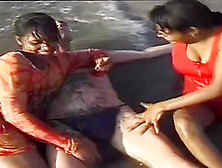 Lucky Man Enjoys A Indian Sex Orgy On The Beach With Two Desi Teens