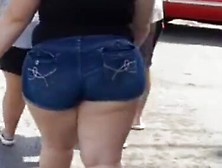 Big Bbw Ass In Booty Shorts Walking At The Car Cruise