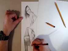 Speed Drawing - Charming Milf In High Hells Takes 2 Penii! Anal Threesome And Dp