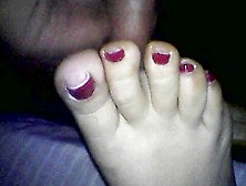 Guy With A Small Fat Cock Cums On Sexy Amateur Feet With Nail Polish