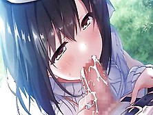 Adorable Hentai Cutie Takes A Big Cock In Her Tiny Mouth Until It Cums