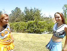 Jamie Elle And Ashley Raines Are Horny Cheerleaders Who Love A Big Rod