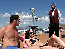 Waiter Joins Aliz And Her Boyfriend In A Threesome On A Boat