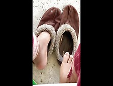 Dangling Cougar Nasty Slipper & Foot Wiggling