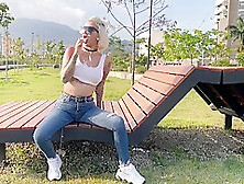 Sloppy Agata In A Public Park In Medellin - Wet T-Shirt Show At The End