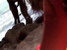 French Amateur 3 Way Ffm At The Beach With Petite Barely Legal