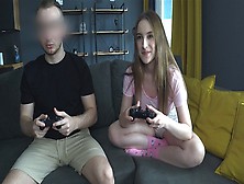 A Game Of Console With A Stepsister Turned Into A Hard Fuck Of Her Narrow Snatch - Anny Walker