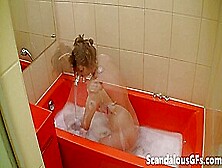 Mandy Showing Natural Tits Rubbing In Bathtub