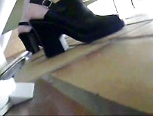 Real Toilet Voyeur Of A Blonde In High Heels Taking A Piss