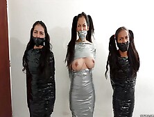 Three Struggling Bondage Mummies - Selfgags