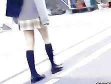 Vocal Slim Schoolgirl Flashes Her Tight Butt When Sharking Fellow Grabs Her Clothes