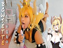 Hot Bowsette Cosplay Girl Playing Hard With Her Sex Machine Ahegao And Bad Dragon Blowjob