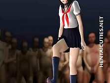 Japan 3D Hentai Schoolgirl Eat Two Dicks