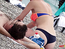 Giant Booty Sexy Teen At The Beach Close-Up Voyeured With Voyeur