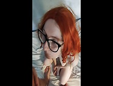 Red-Head Nerd With Glasses Helped Stepbrother Spunk On Her Face