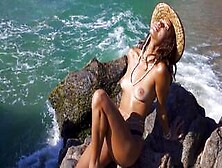 Glamorous All Natural Mexican Carolina Reyes Stripped Naked At The Beach