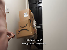 Amazon Delivery Girl Couldn't Resist Naked Jerking Off Guy.