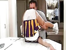 Pretty Young Cheerleader Fucks Inside The Kitchen And Gets A Mouthful Of Cum