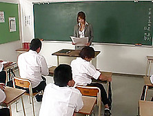 Teacher Yuuno Hoshi Gets Mad At Her Class Then Sucks Multiple Cocks