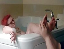 Tickling And Licking Aunt Feet In Bath Tub