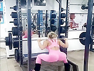 Hot Fit Babe In Sexy Tight Spandex Pink Outfit