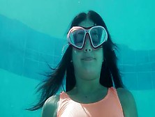 Teen Cutie Trains And Shows Pussy Underwater
