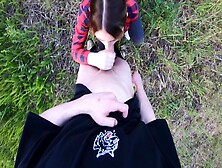 Perverted Teen Makes Me Cum On Her Titties In A Forest Pov Public Outdoor