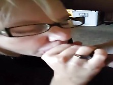 Blondie In Glasses Licks Cock At Home And Shows Pa...