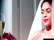 Ebony Bride Wears Her Veil While She Fucks Herself With A Bottle