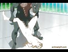 Animación Con Tetona Devastada Por Monstruo