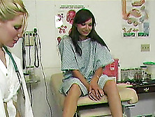 A Nurse Fingers And Vibrators Her Pussy In The Doctor's Office