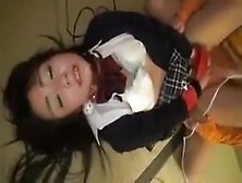 Delightful Asian Schoolgirl Enjoys Strong Orgasms Between T