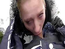 Blonde Amateur Blowjob In The Snow