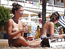 Friends With Perky Tits Relaxing On The Beach