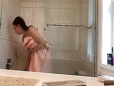 Little Sister Spied On Glass Shower - Super Young Titties