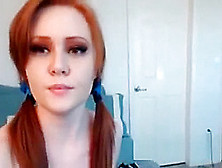 Redhead Inserts A Huge Dildo In Her Pussy