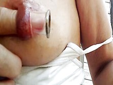Nippleringlover Inserting Tunnels Into Spread Nipple Piercings - Flashing Pierced Cunt Public