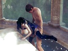 Succubus Girl & Luke (Part 1) - Passionate Doggy Style Sex In Public Bath With A Human Guy -Creampie