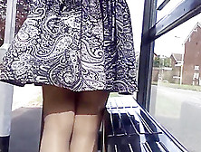 Black Patterned Windy Upskirt Stockings