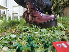 Your Giantess Crushes Shrunken Soldiers In The Garden With These Gigantic Boots