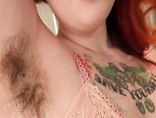 Chubby Redhead Girl Shows Her Hairy Armpits And Wet Pussy