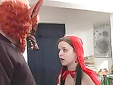 Lovely Brunette Girl Likes To Fuck With A Guy In Costume