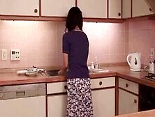 Asian Gets Mouth Fucked In Kitchen