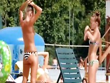 Topless Petite Girl Looks Sexy At The Water Park